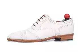 Phillips MTO - White Suede - MGF Last - Single Leather Sole - Fleur De Lys Medallion