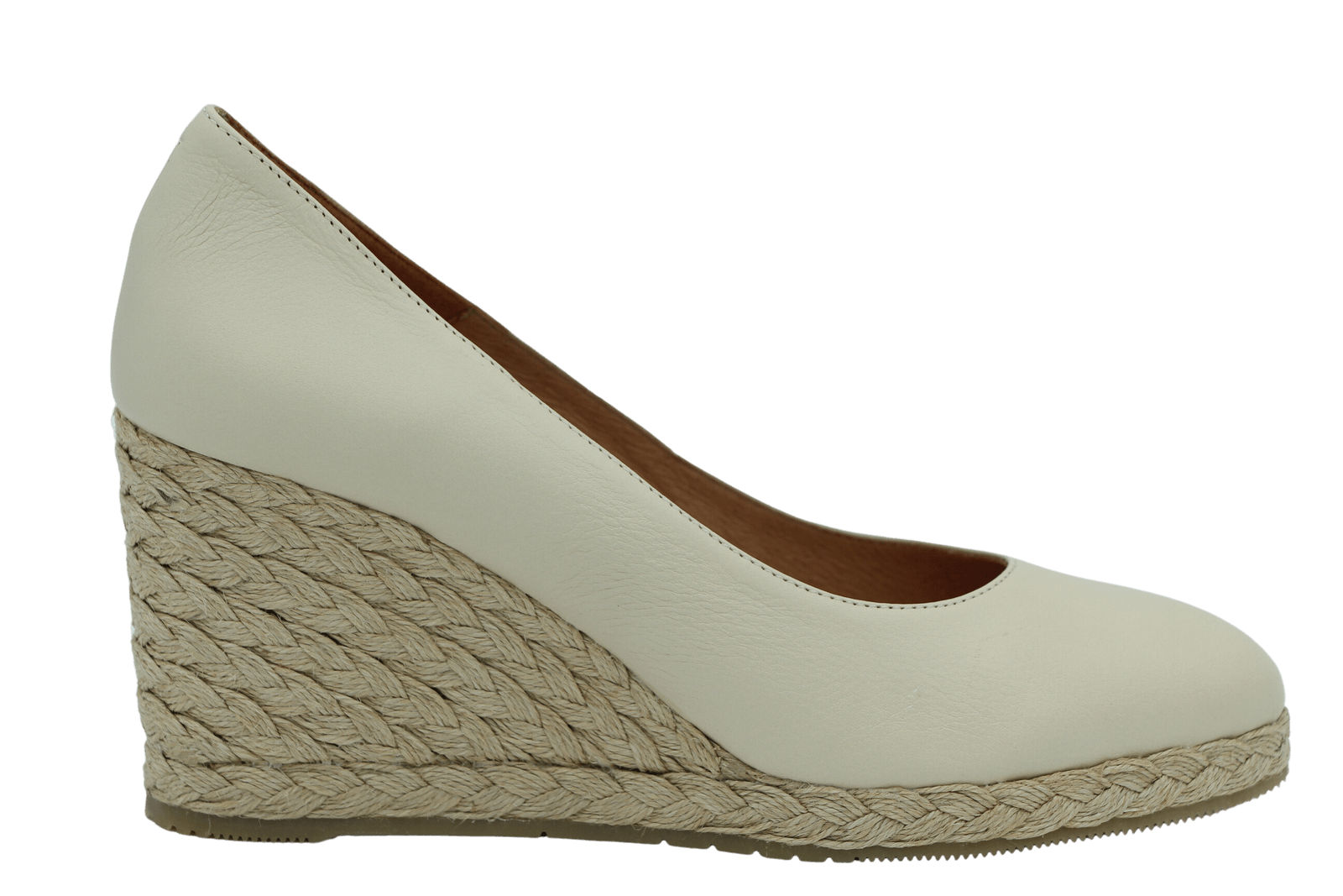 PINAZ Off white  Leather Wedge Espadrille Shoe