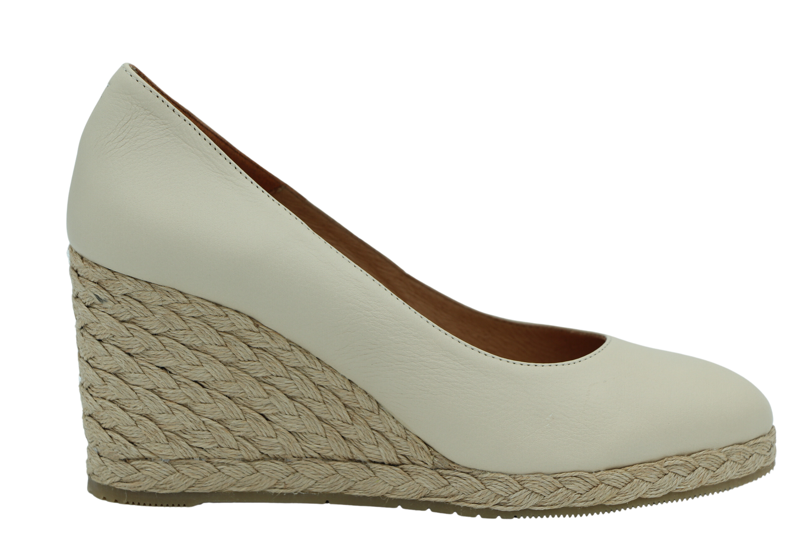 PINAZ Off white  Leather Wedge Espadrille Shoe