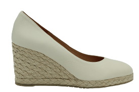 PINAZ Off white  Leather Wedge Espadrille Shoe