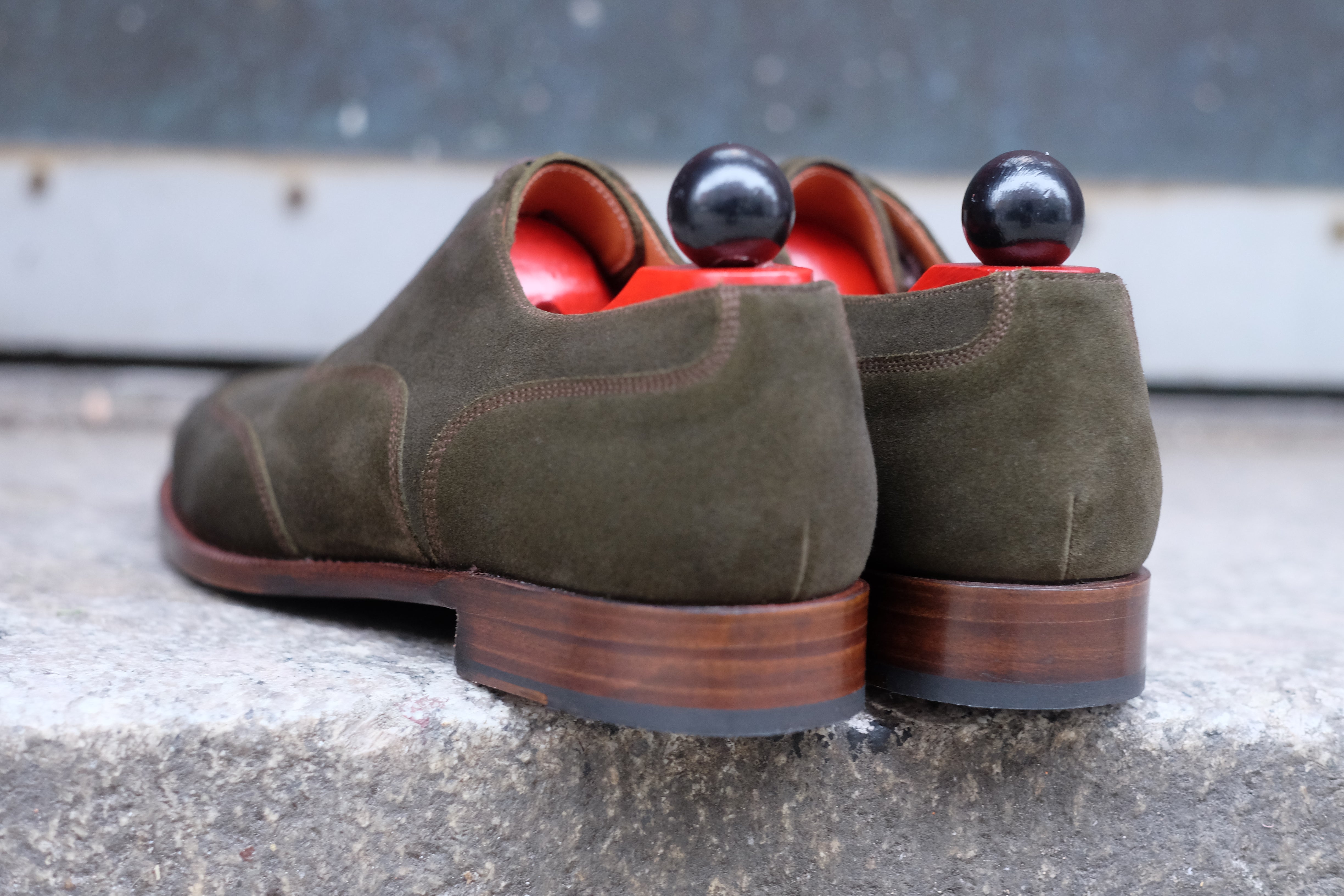 Pullman - MTO - Dark Olive Suede / Brown Stitching - TMG Last - Single Leather Sole