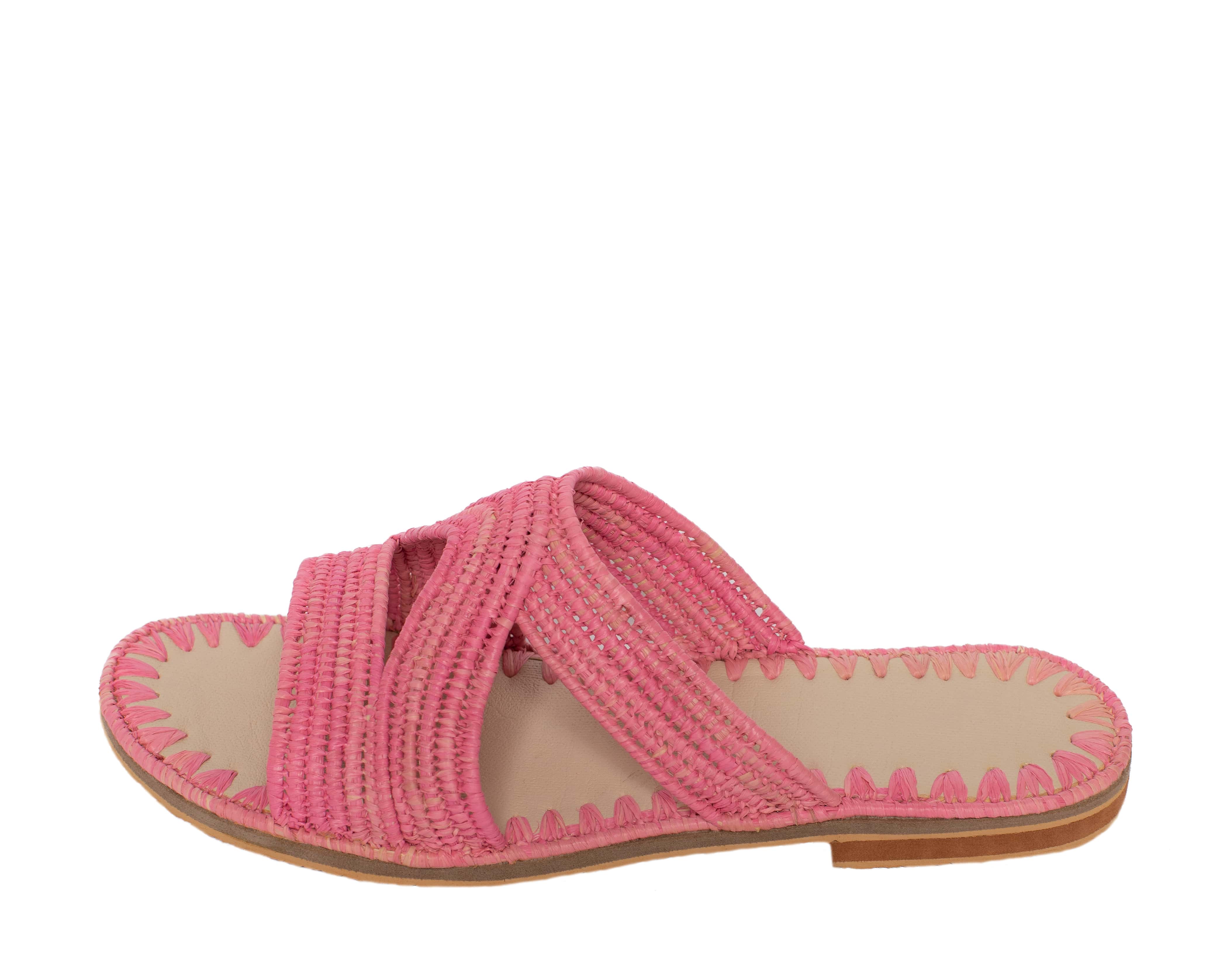 Raffia Slippers Habeeba in Rosé