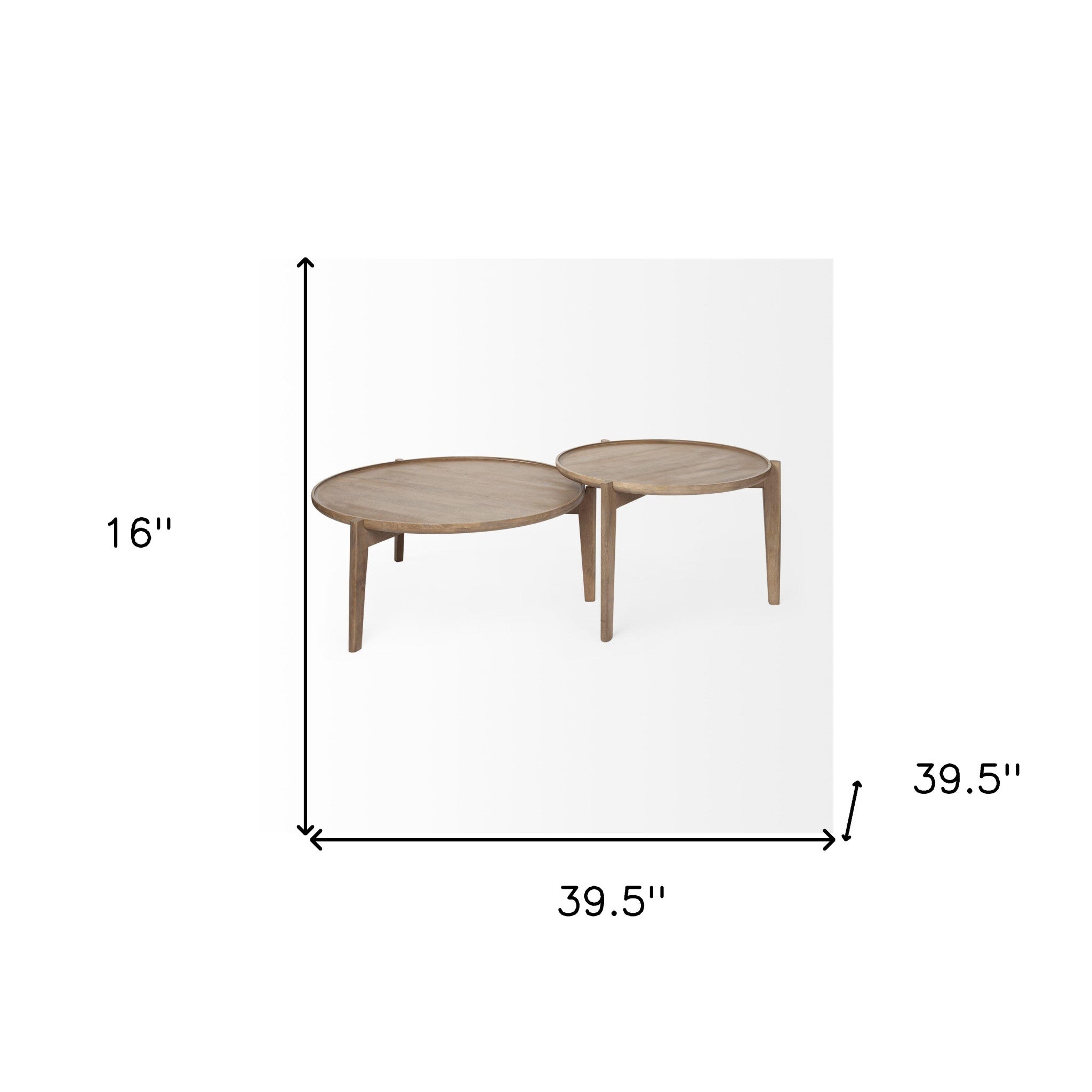 S 2 39.5 & 31.25 Round Solid Wood Nesting Coffee Tables