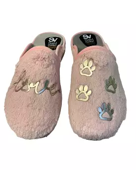 Salvi Pink Doggy Pawprint Slippers