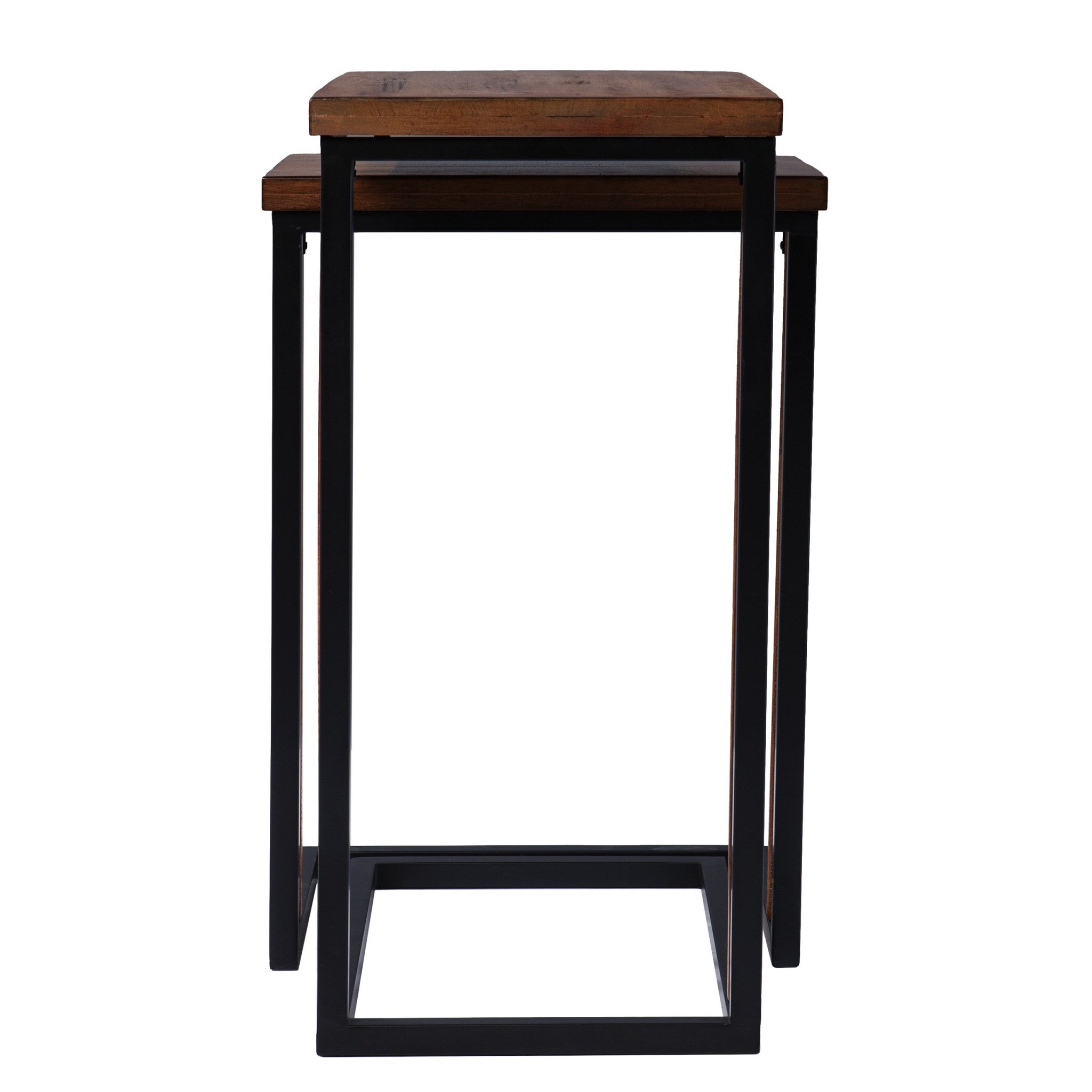 Set Of Two 25 Brown Solid Wood Rectangular Nested End Tables