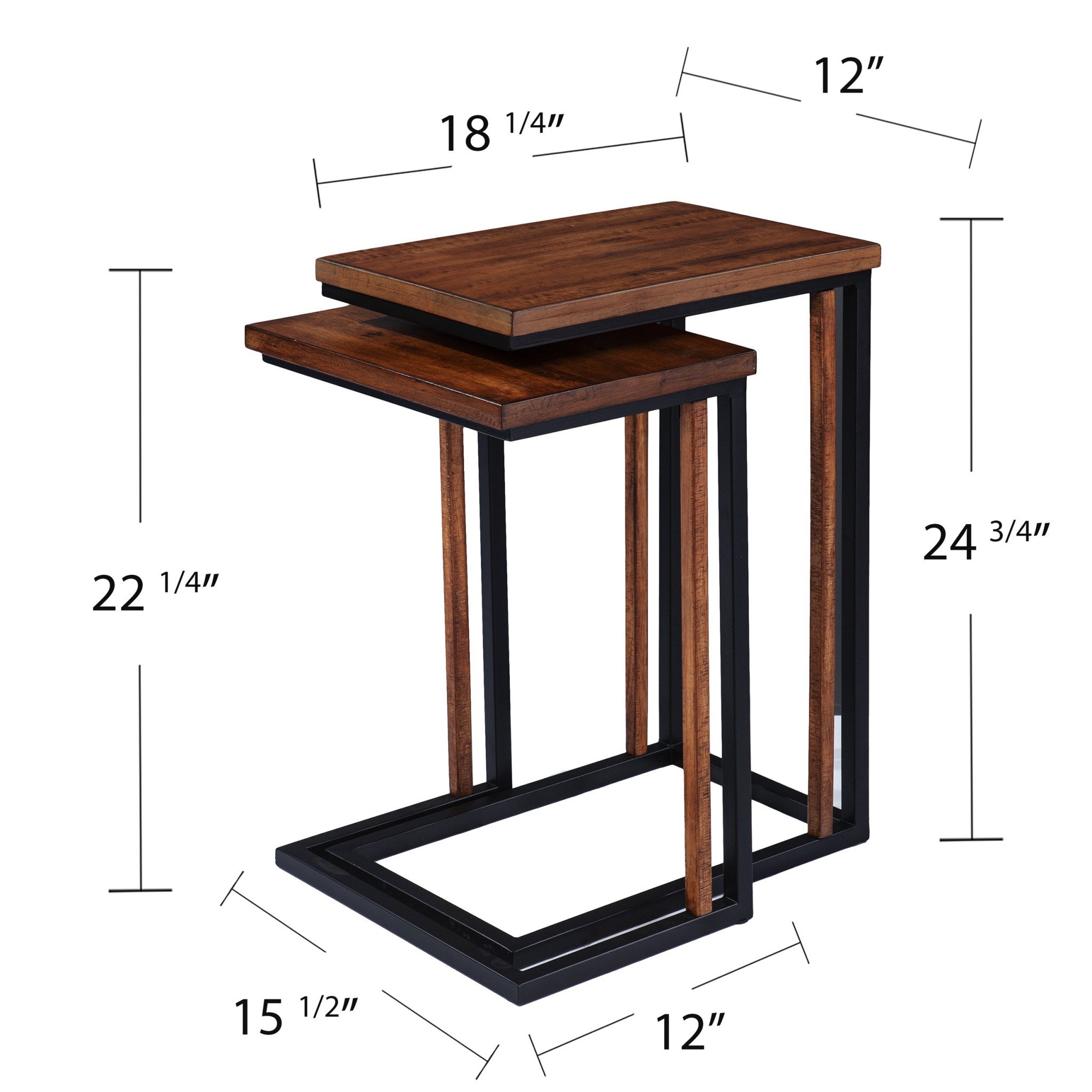 Set Of Two 25 Brown Solid Wood Rectangular Nested End Tables