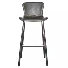 Set of Two 30 Gray And Black Steel Low Back Bar Height Bar Chairs