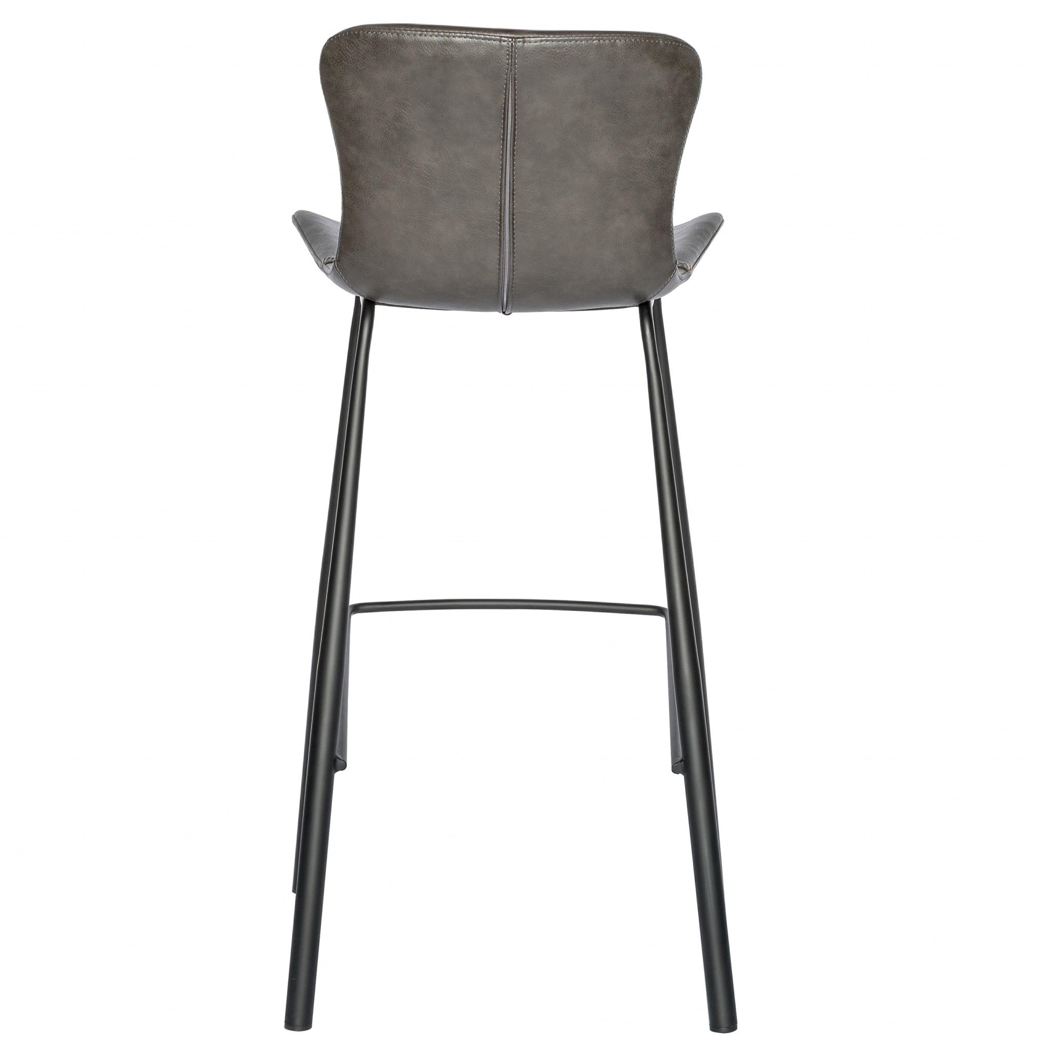 Set of Two 30 Gray And Black Steel Low Back Bar Height Bar Chairs