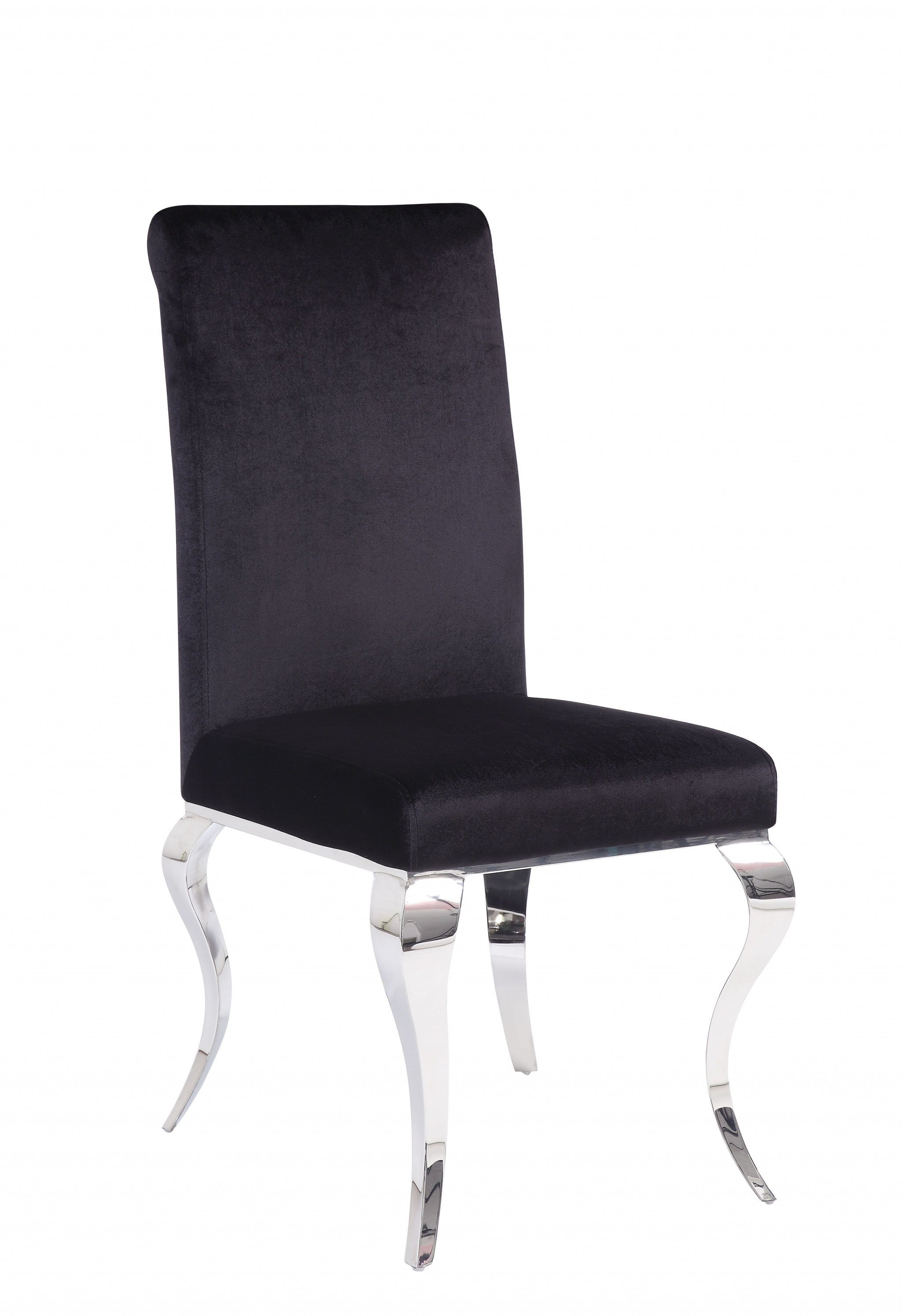 Set of Two Black and Silver Upholstered Fabric Dining Side Chairs