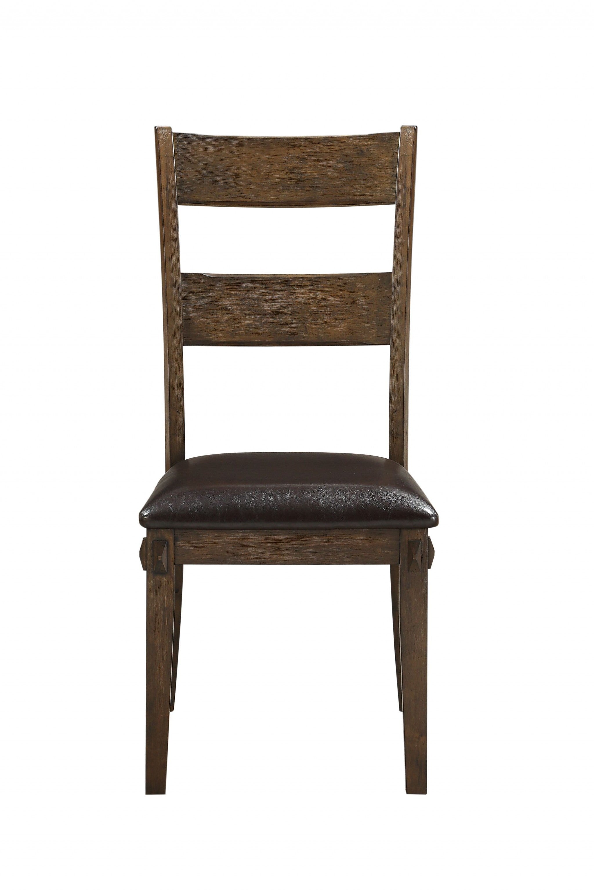 Set Of Two Dark Oak Rubberwood Ladder Back Dining Chairs