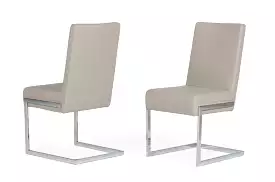 Set of Two Gray Silver Modern Dining Chairs