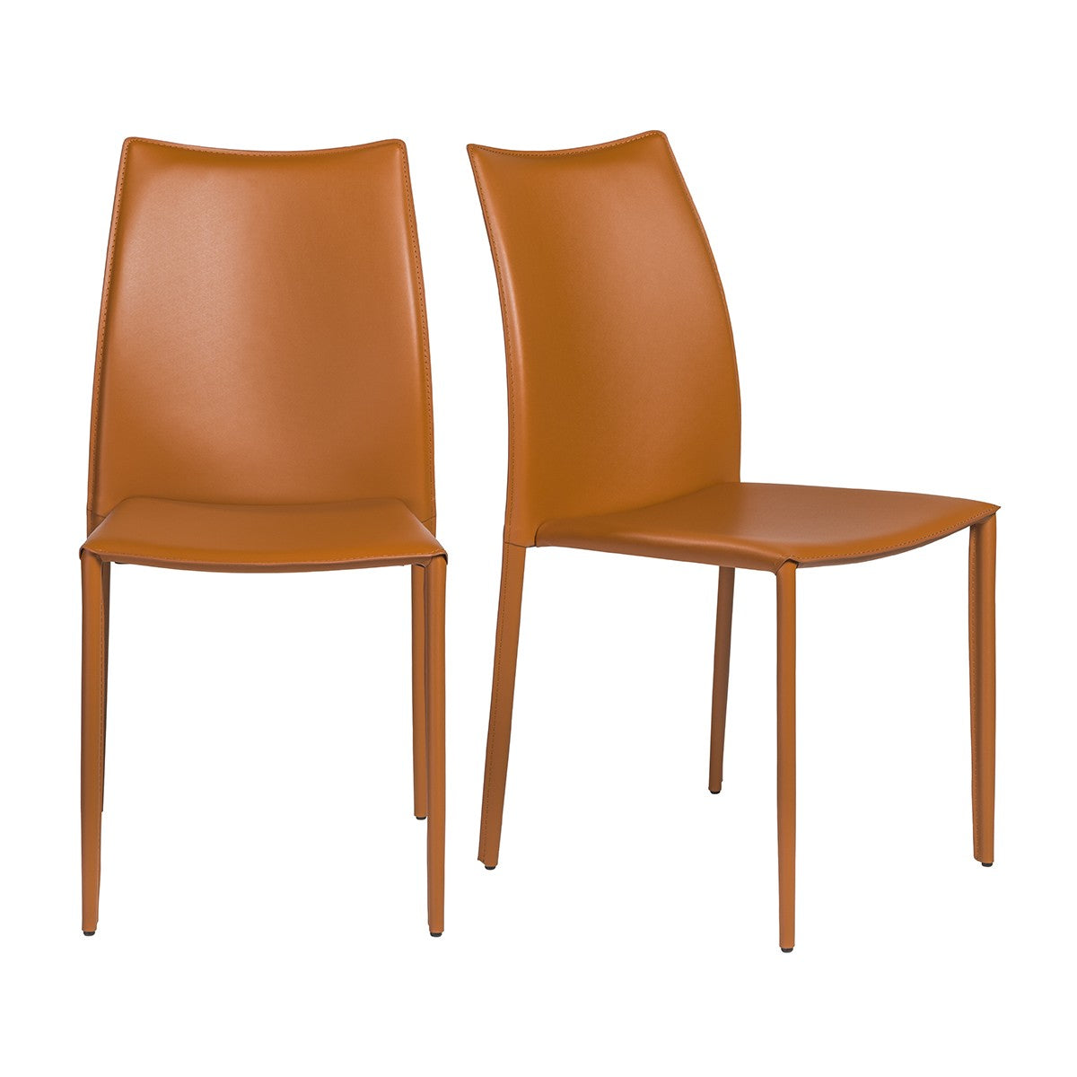 Set of Two Premium All Terra Cotta Stacking Dining Chairs