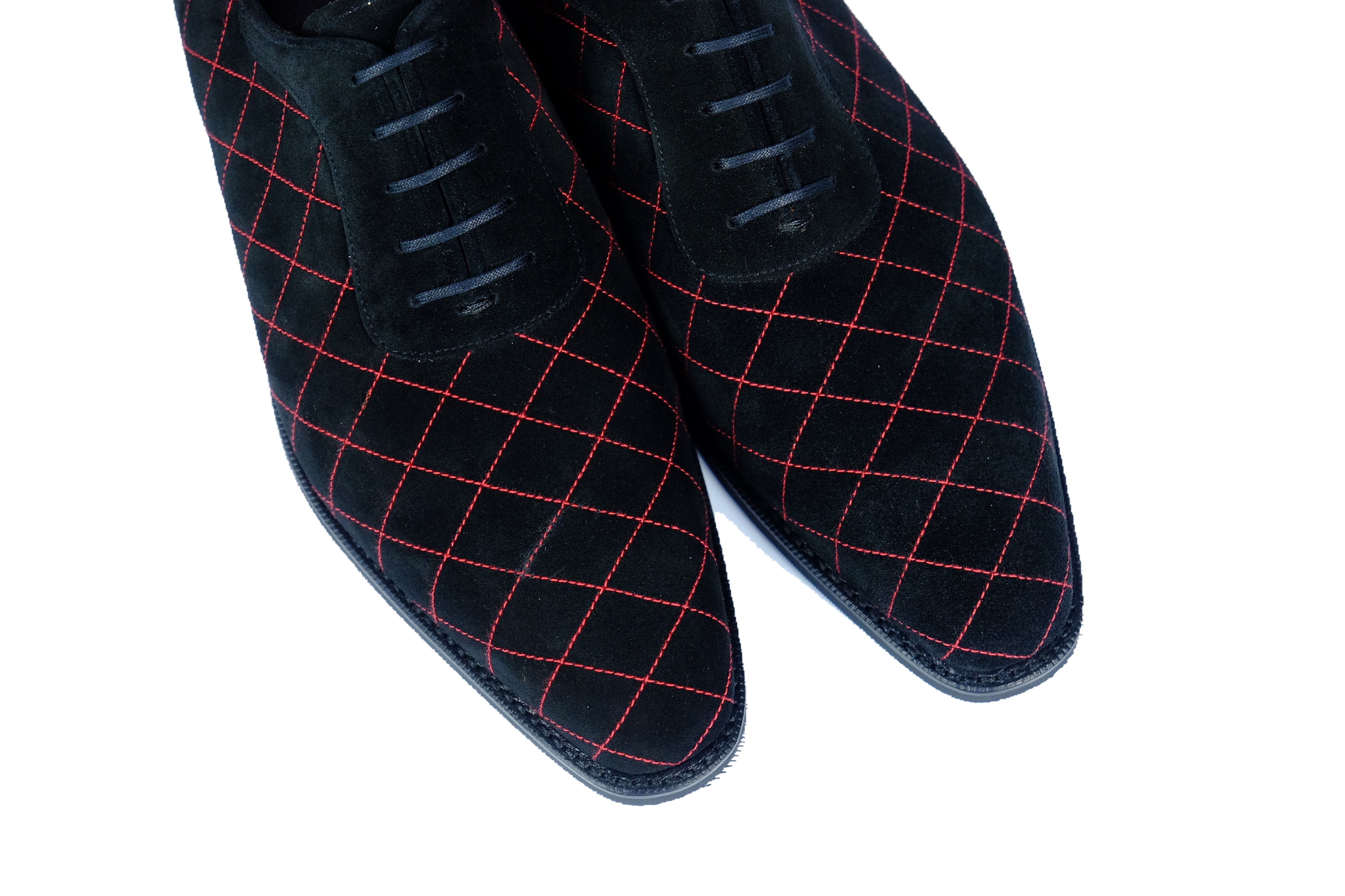 Spokane - MTO - Quilted Black Suede - Red Stitching - LPB Last - City Rubber Sole