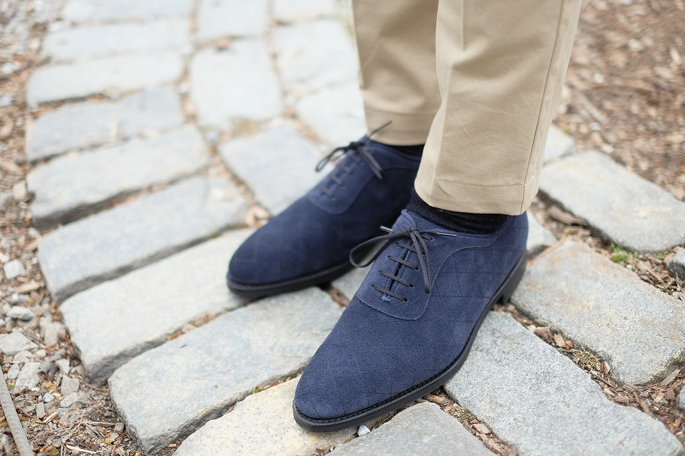 Spokane - MTO - Quilted Navy Suede - TMG Last - City Rubber Sole