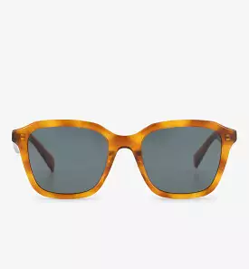 Square Times Acetate Sunglasses | Honey Tort with Green Mono Lens