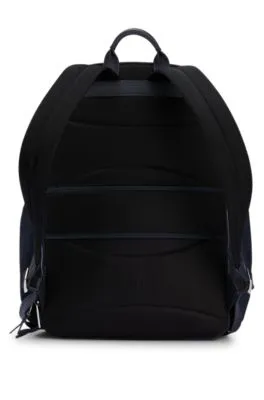 Structured-material backpack with logo and two-way zip