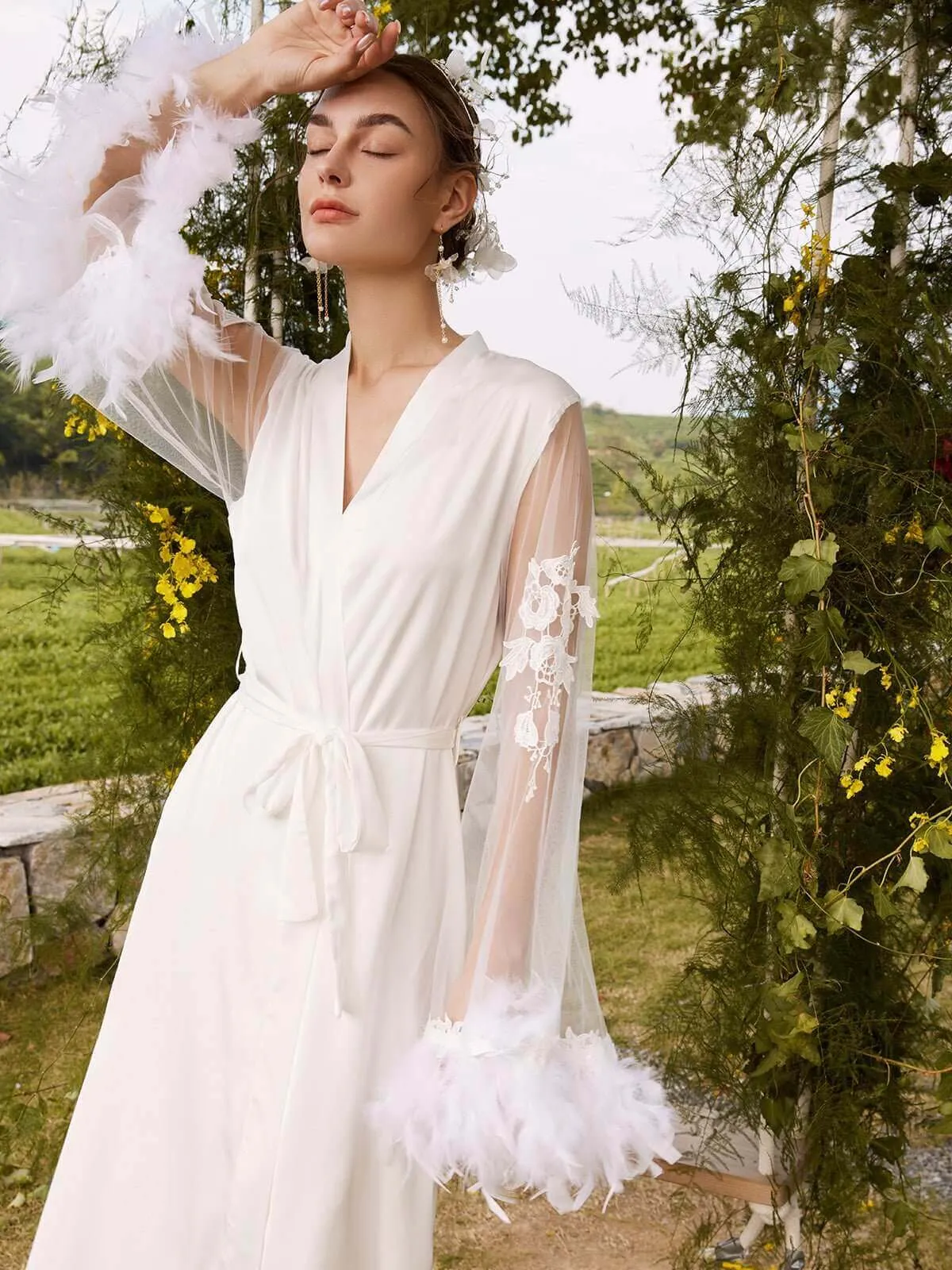 White Feather Bridal Robe