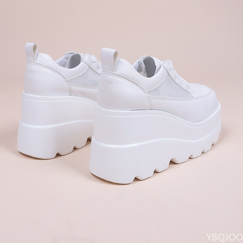 White Wedge Sneakers Shoes Platform Breathable Hollow Shoes