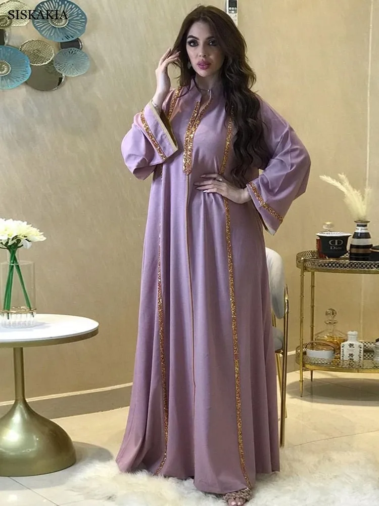 Women's Dress Abaya Maxi Dress Stand Collar Long Sleeve Loose